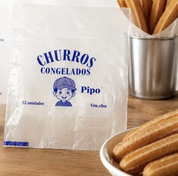 Bolsa transparente impresa para churros congelados