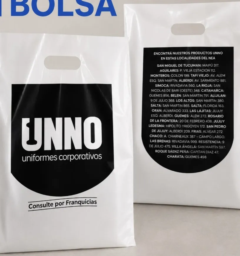Bolsas blancas corporativas impresas en ambas caras