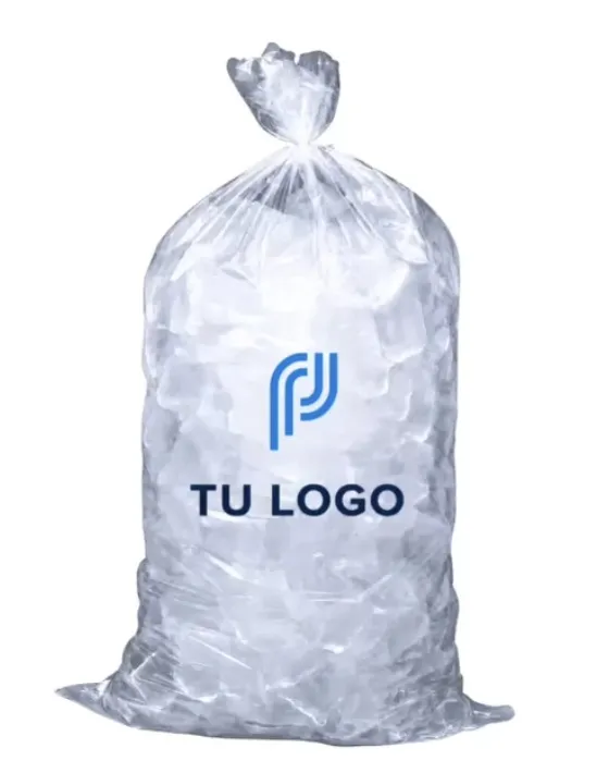 Bolsa transparente de hielo con espacio para tu logo