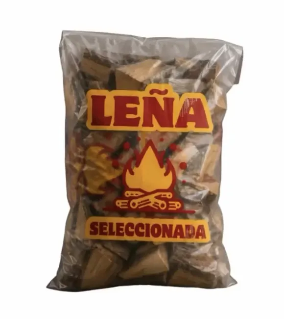 Bolsa transparente impresa con leña seleccionada